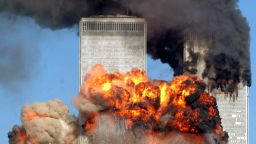 NEW YORK - SEPTEMBER 11:  Hijacked United Airlines Flight 175 from Boston crashes into the south tower of the World Trade Center and explodes at 9:03 a.m. on September 11, 2001 in New York City.  The crash of two airliners hijacked by terrorists loyal to al Qaeda leader Osama bin Laden and subsequent collapse of the twin towers killed some 2,800 people. (Photo by Spencer Platt/Getty Images)
