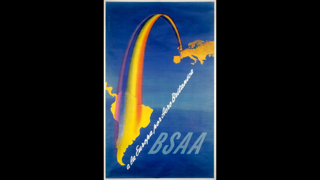 Henrion specialized in commercial work, like this 1948 poster for the now-defunct British South American Airways, and is considered an early innovator in the field of corporate identity. 