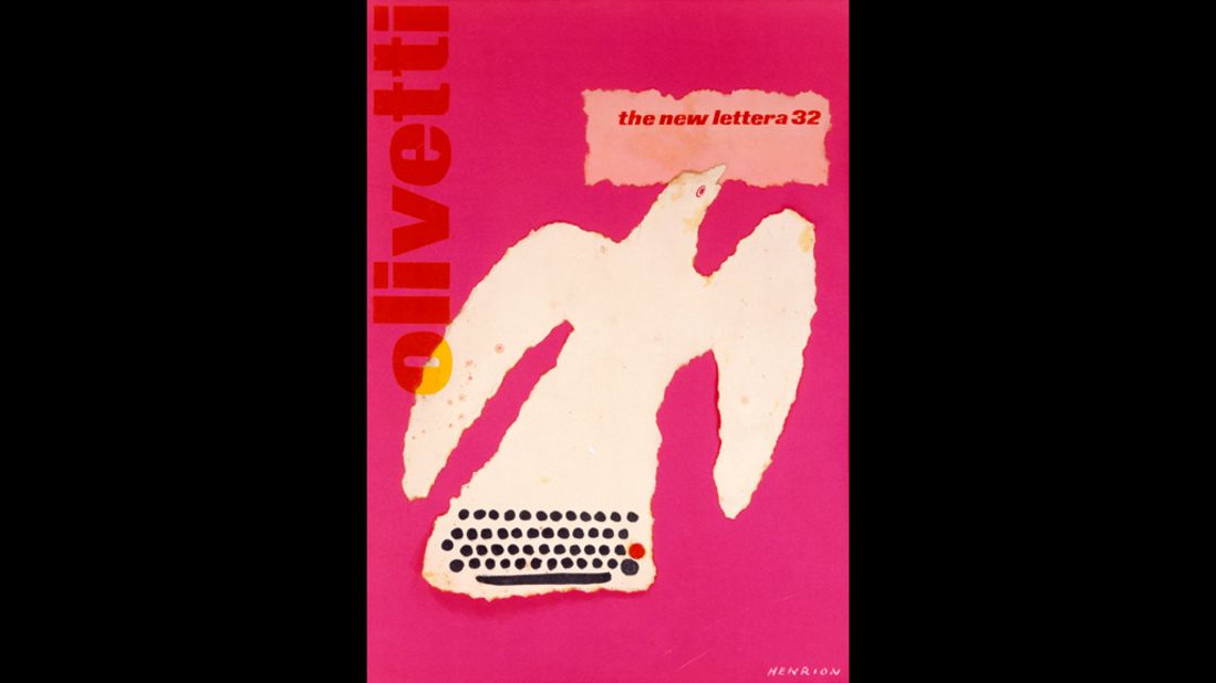 This 1961 poster was used to promote the Olivetti Lettera 32 (a typewriter). 