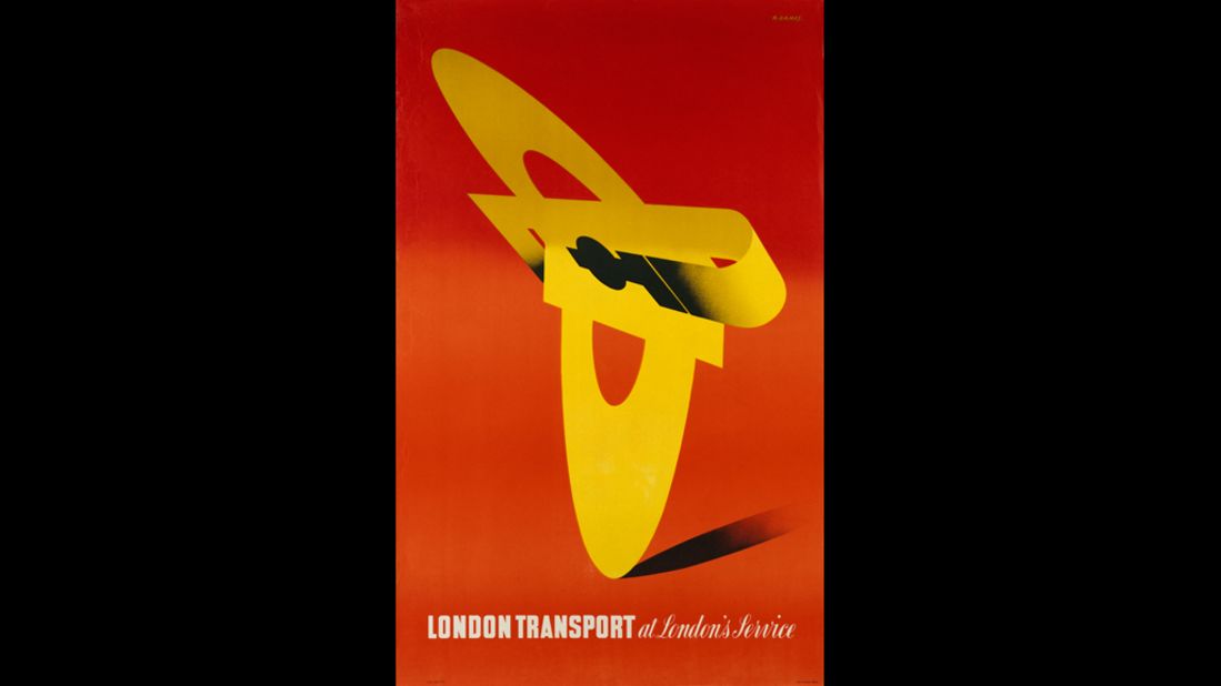 Games, who served as Britain's official war artist during WWII, was known for his memorable propaganda, bold use of color (as demonstrated in this poster from 1947), and skill with the airbrush. This poster for the Auxiliary Territorial Service, made by Abram Games in 1941, was recalled because authorities again thought it looked too glamorous. 