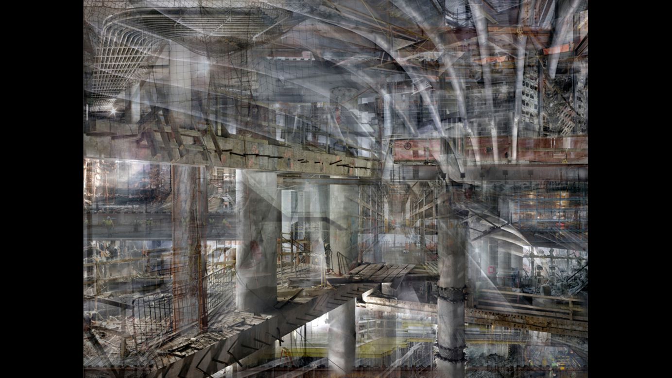 This abstract is inspired by etchings from 18th-century Italian artist Piranesi. "It translates my feeling of walking inside all the undergrounds throughout the site," Kremer said.