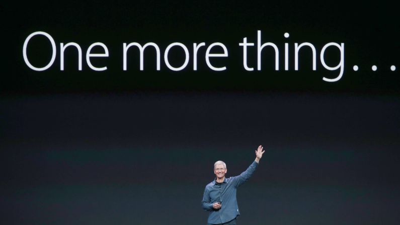 Apple CEO Tim Cook sets up an announcement with the famous saying popularized by his predecessor, Steve Jobs.