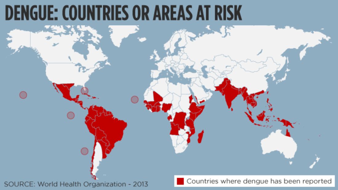 Countries where Dengue fever has been reported. Source - WHO 2013