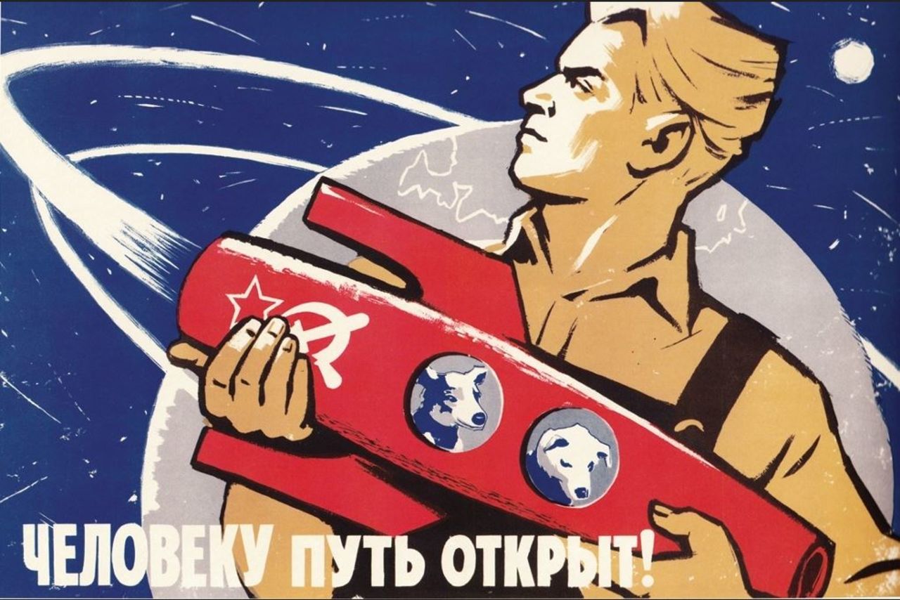 Belka and Strelka also featured in propaganda. This 1960 space poster by the artist K. Ivanov fshows both dogs and reads "The way is open to man!"
