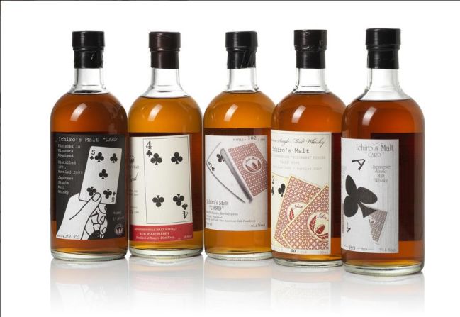 Ichiro's Malt: Ace of Clubs is his most recent release, part of the 52-part Ichiro's Malt "card series". The Ace of Clubs edition proved to be so popular that prices shot up from around ¥9,000 ($84) in shops to over ¥30,000 ($280) on online auction sites.