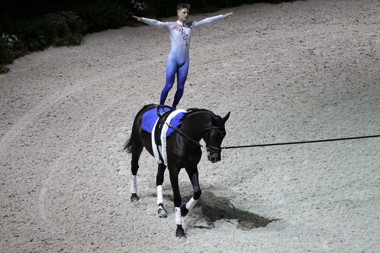 Jacques Ferrari gave host nation France its first success of the two-week competition, winning gold in the men's individual vaulting from compatriot and defending champion Nicolas Andreani. France also won its first medal in the team event, with bronze.