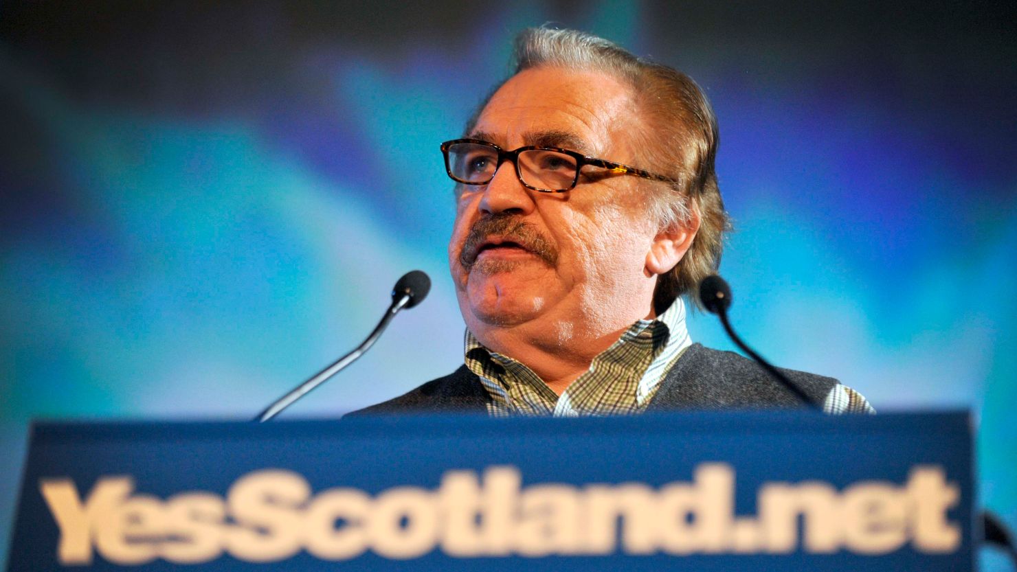 Brian Cox speaks at the launch of the "Yes" campaign for Scottish independence in 2012.
