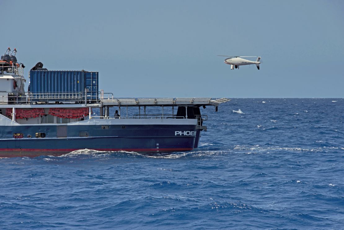 Rescue ship "Phoenix" features two drones to scout out surrounding areas.
