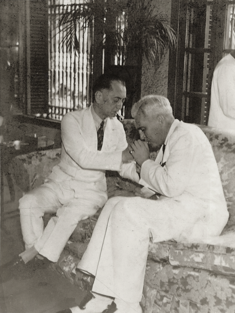 The Philippines' first president, Manuel Quezon and U.S. High Commissioner to the Philippines, Paul McNutt, devised a strategy to grant visas to European Jews, who were fleeing the Holocaust. The photo shows the pair in 1938.