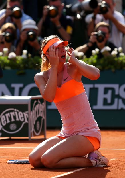 Maria Sharapova -- who once described herself as a "cow on ice" on clay -- made it two French Open titles in three years by outlasting Romania's rising star Simona Halep, who was playing in her first grand slam final. It's the only major the 27-year-old Russian has won more than once. 