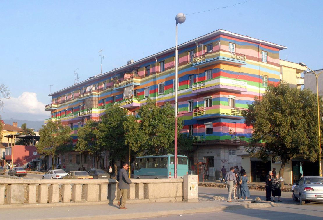 Paint job: Tirana 's multicolored buildings.