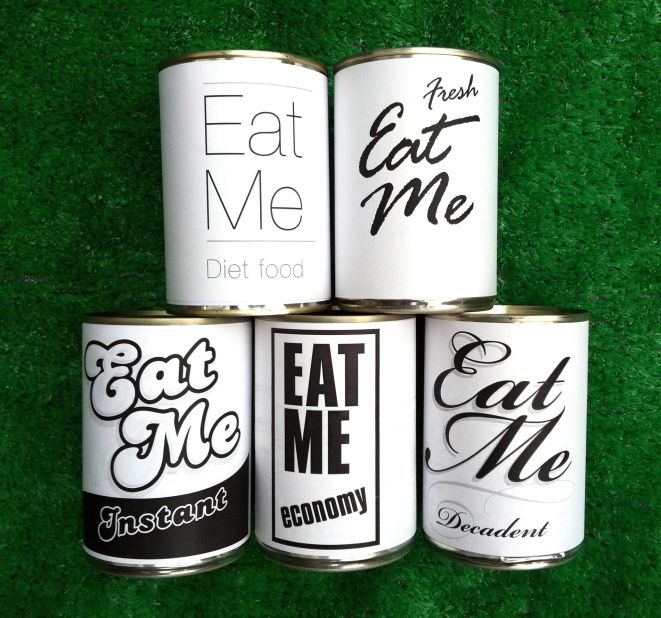 The connection between fonts and foods, she says, is not as crazy as it sounds. Consider your reaction to these different cans. What does each choice of font tell you about what they might contain?
