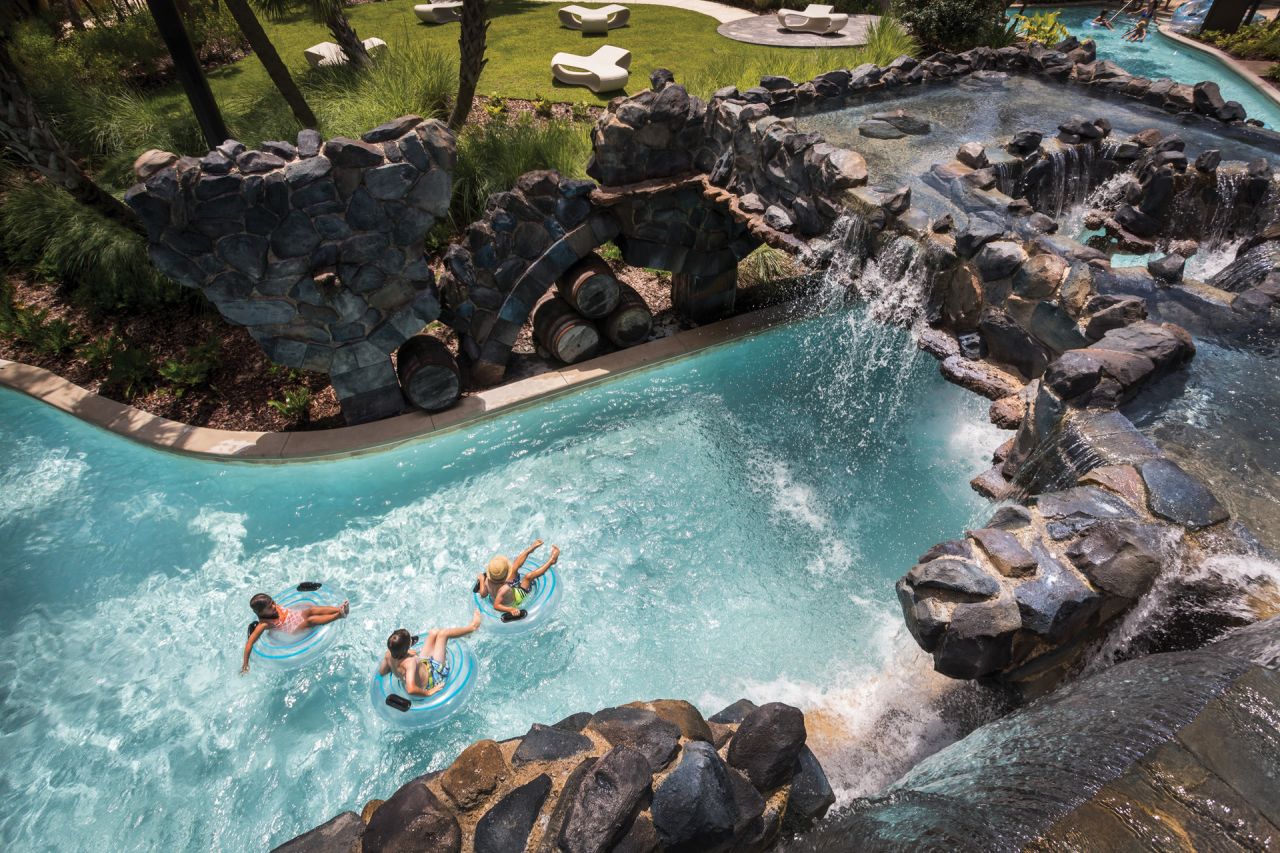 A lazy river is part of the resort's large pool complex. 