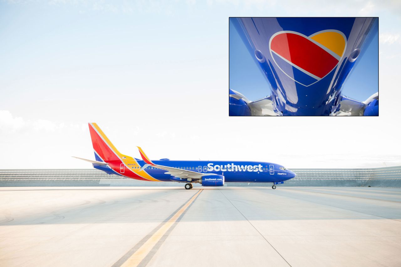 Southwest Airlines introduced a new red, yellow and blue color scheme, and a heart to represent the care the carrier puts into its product in 2014.