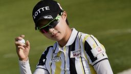 South Korea's Hyo Joo Kim shot a record low major championship round of 61 at the Evian Championship.