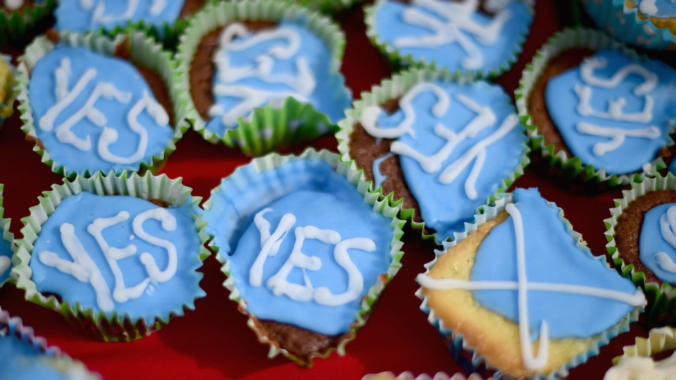 Members of the "English Scots for Yes" campaign hold a tea party Sunday, September 7, in Berwick-upon-Tweed, England, which is near the Scottish border.