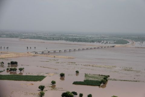 The River Chenab, which translates as Moon River, burst its banks and flooded large swathes of Pakistan's Punjab region.