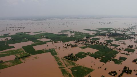 Floodwaters as far as the eye can see in Pakistan's Punjab region, after late monsoon rains brought chaos to South Asia. (September 12)