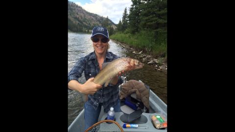 S.E. Cupp: "I love getting on the water, and have fished all over the world, from Alaska to Brazil. At five and half months pregnant, fishing off the grid posed some challenges, but it didn't stop me from catching this monster mountain whitefish in Wyoming."