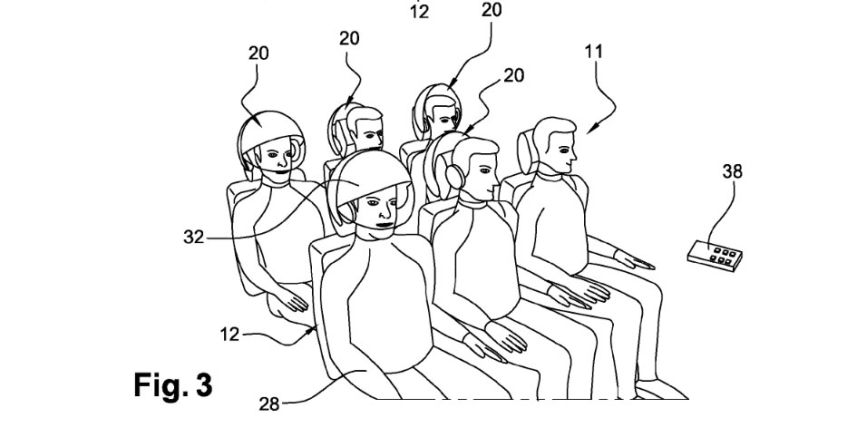 Airbus's patent envisages a headrest that encorporates a helmet that will isolate the passenger from sights and sounds.