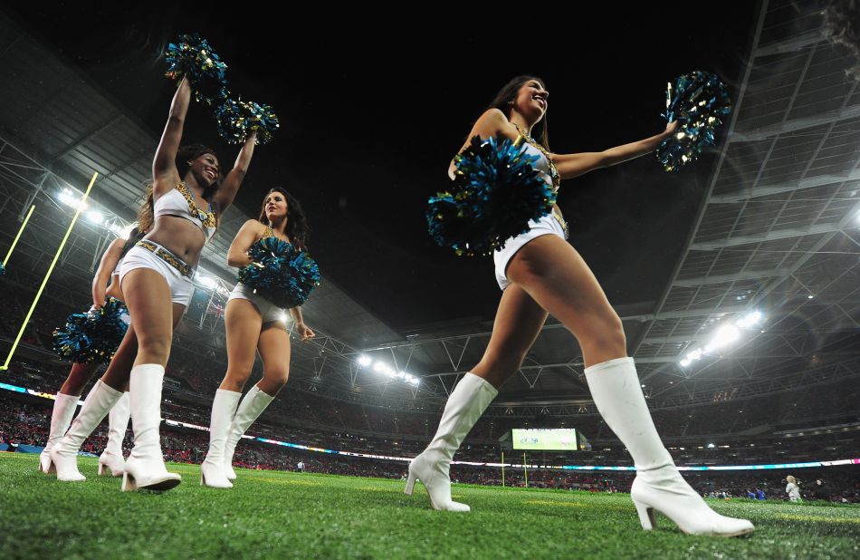 The NFL juggernaut is back in London. Here cheerleaders perform at Wembley Stadium during one of last year's games when San Francisco 49ers beat Jacksonville Jaguars 42-10.