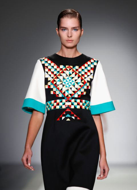 The collection also featured a folkloric sensibility with intricate patterns. 