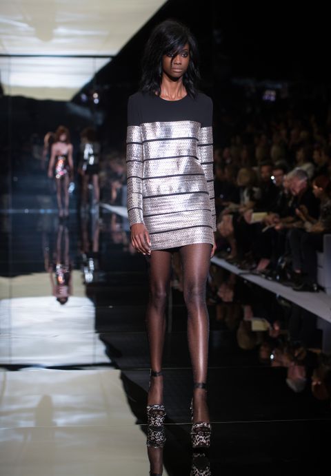 Sequins and metallics were combined with sleek structures. 