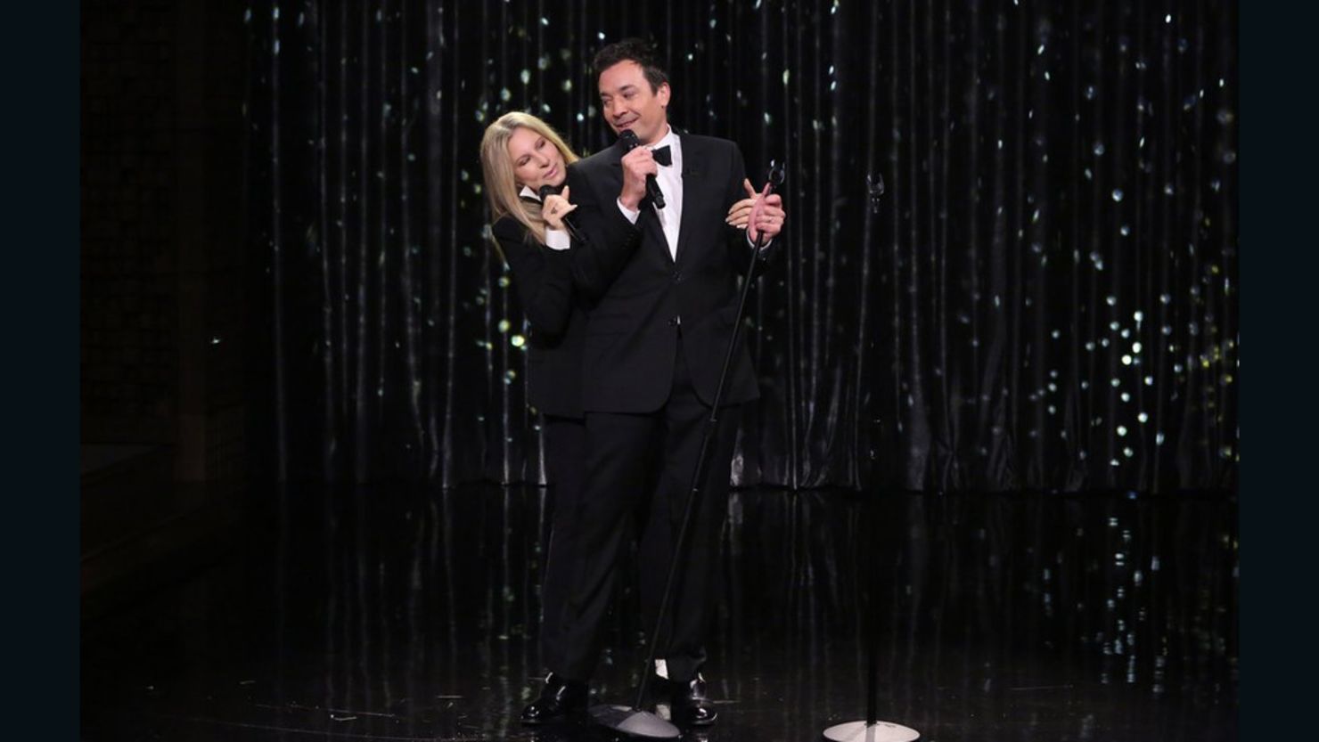 Barbra Streisand and host Jimmy Fallon sing a duet Monday on "The Tonight Show With Jimmy Fallon."