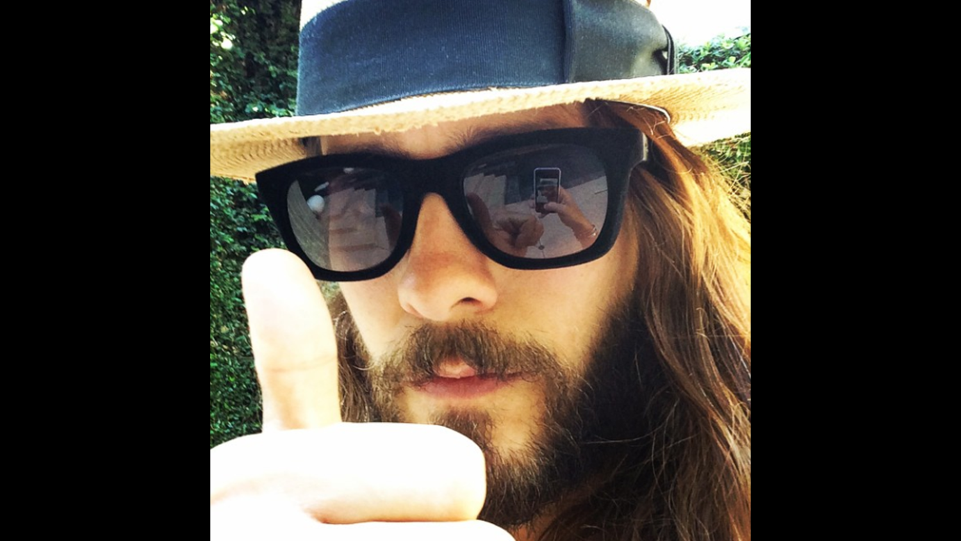 The phone of Oscar-winning actor Jared Leto can be seen on his sunglasses in this selfie <a href="http://instagram.com/p/s8eoh6zBbL/" target="_blank" target="_blank">he posted to Instagram</a> on Sunday, September 14. Leto was promoting a show the next day for his rock band Thirty Seconds to Mars, which performed at the Hollywood Bowl in Los Angeles along with Linkin Park.