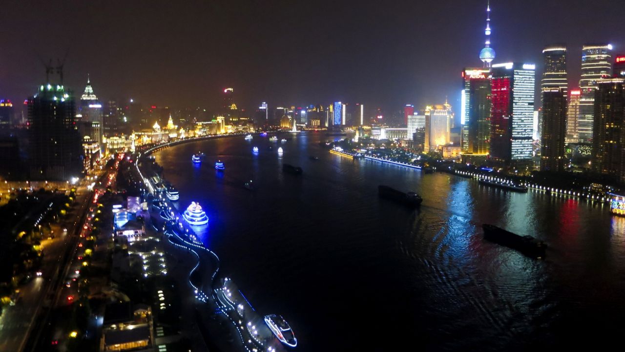 Bourdain visits the booming city of Shanghai, China, along the Huangpu River.