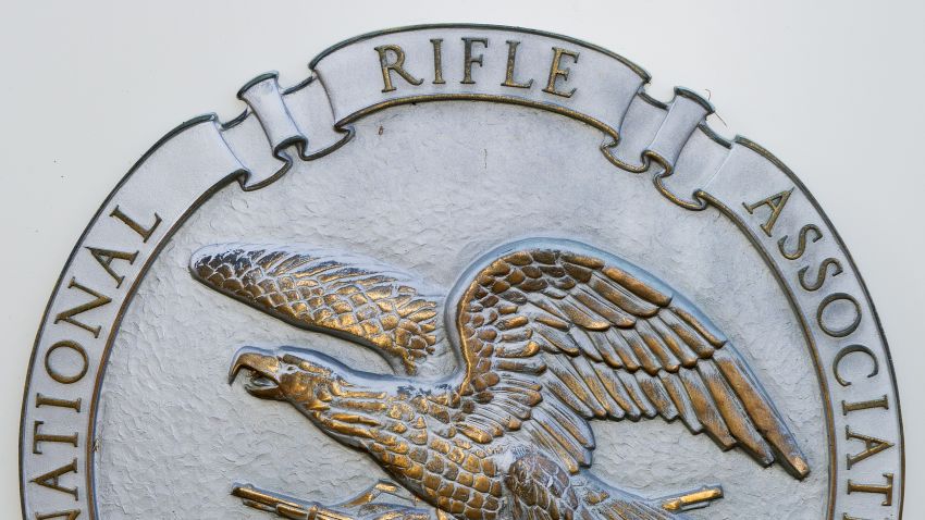 The National Rifle Association(NRA) logo is seen at their headquarters March 14, 2013, in Fairfax, Virginia.