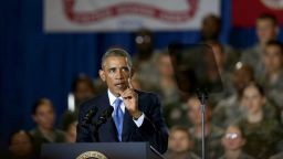U.S. President Barack Obama speaks during a visit to the U.S. Central Command at the MacDill Air Force Base on September 17, 2014 in Tampa, Florida.