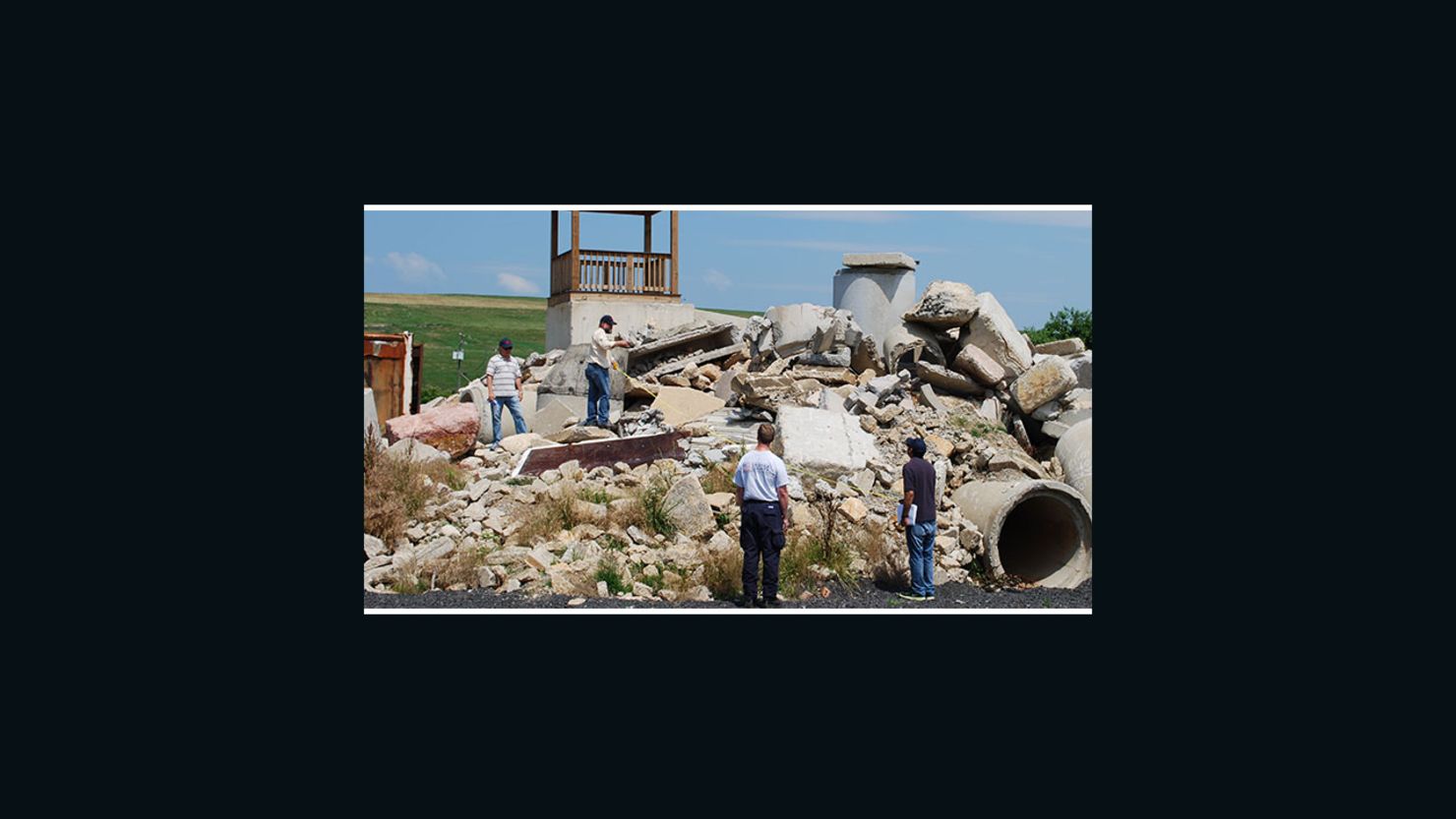 FEMA personnel test the FINDER, which can detect human heartbeats up to 40 feet into a pile of rubble. 