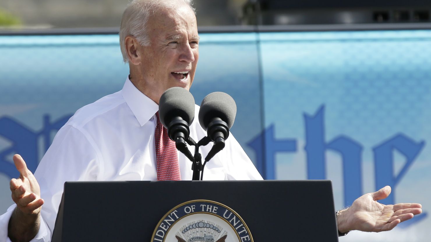 Vice President Joe Biden speaks during the kickoff of the Nuns on the Bus tour Wednesday in Des Moines, Iowa.