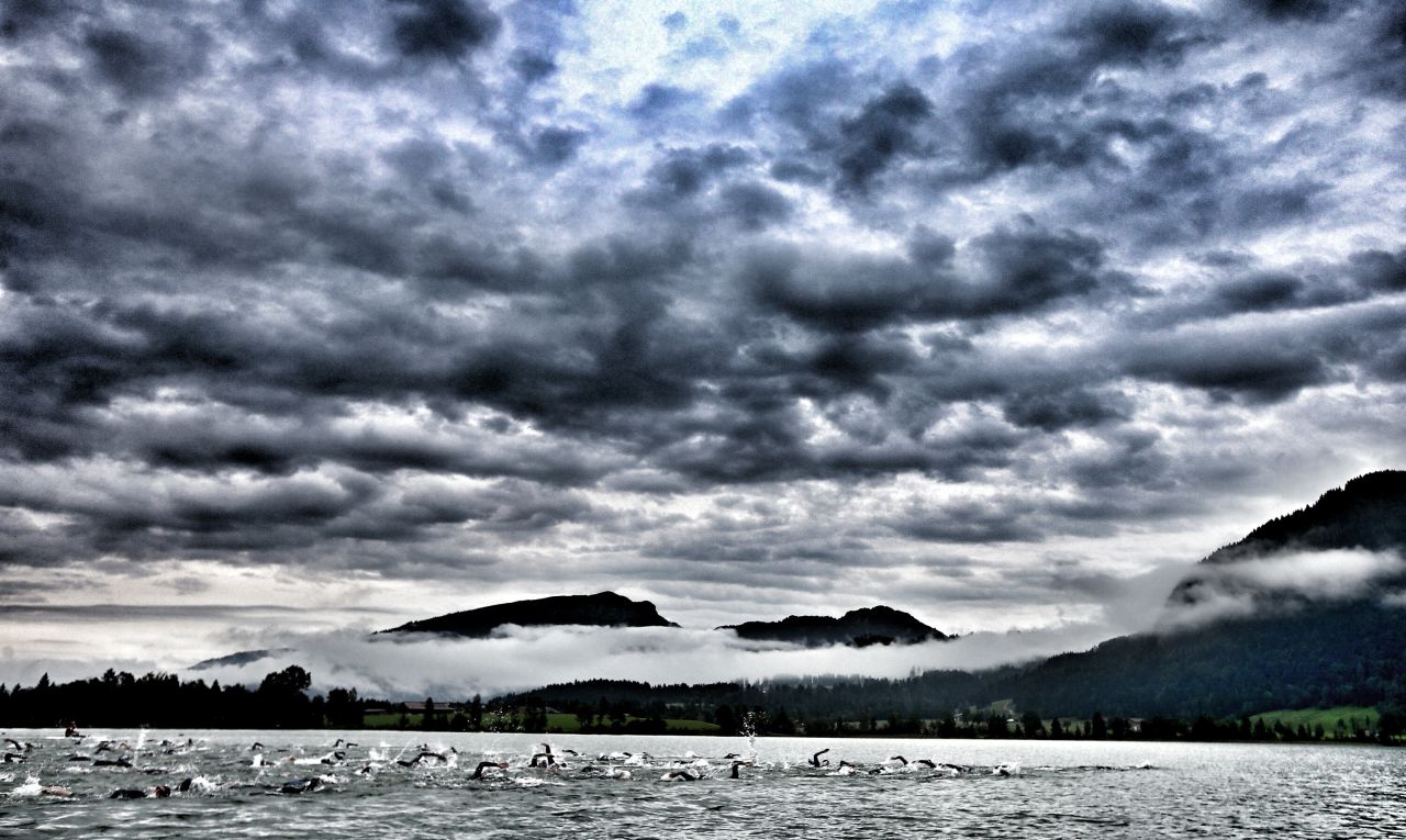"I don't have a favorite picture. You always enjoy the work you have just done," said Crowhurst, who captured thick cloud lingering over the start line of the Challenge Austria event in Walchsee.