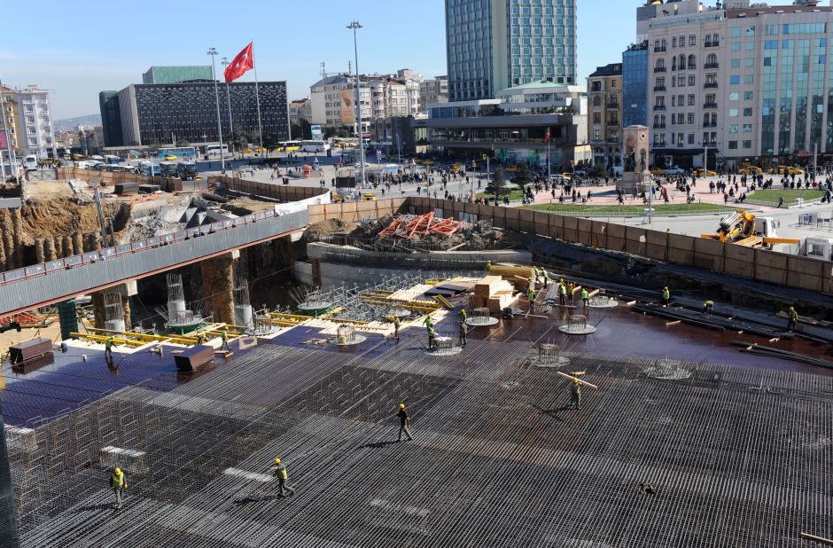 Taksim Square in Beyoglu is popular with locals and tourists, but the charm some visitors may be looking for is being replaced with new construction.