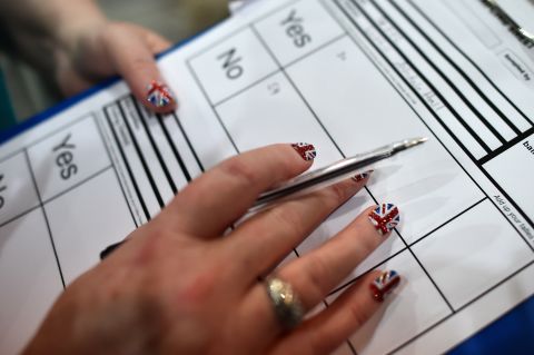 Ballot papers are counted in Aberdeen after the polls closed on September 18.