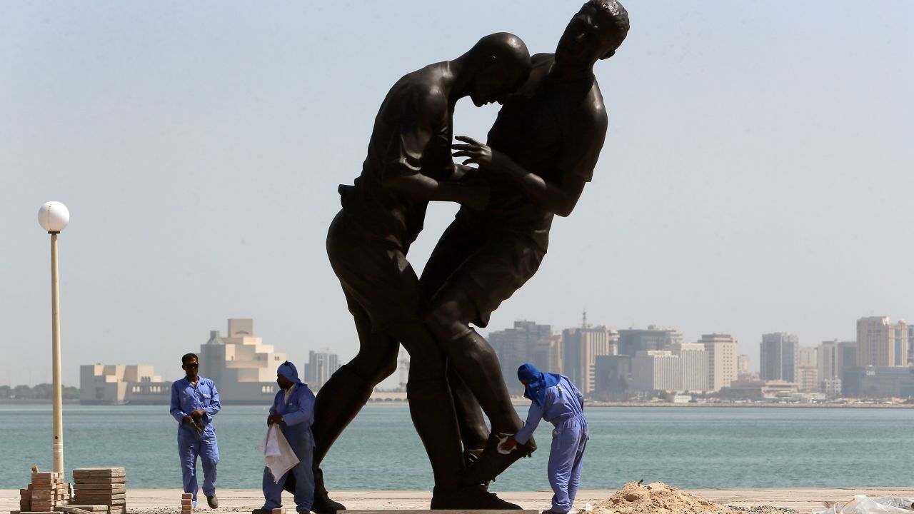 Zidane's headbutt on Materazzi was immortalized in the bronze statue titled "Coup de Tete"  made by French Algerian born artist Adel Abdessemed.