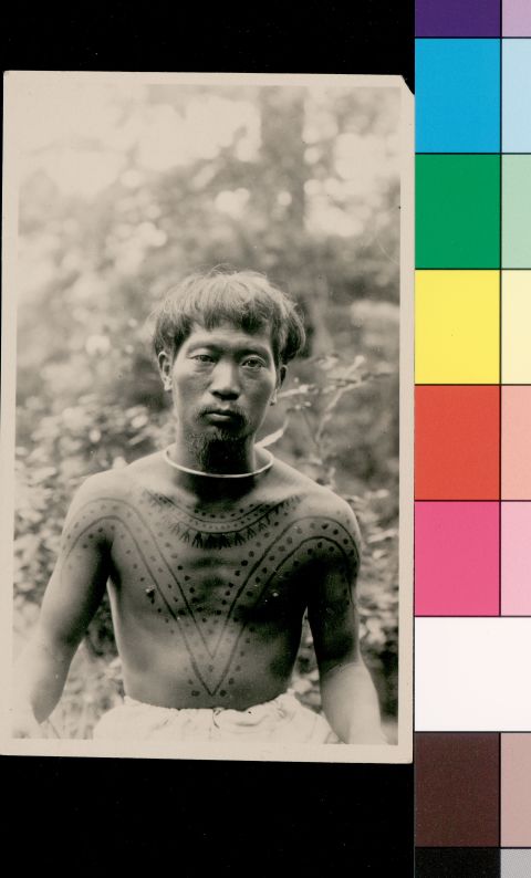 The Naga people of Assam, India, receive their tattoos when enemy flesh has been touched. This was taken in the early 1900s.
