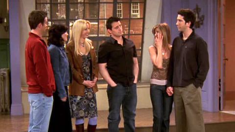 <strong>"The Last One, Part 2:"</strong> After several sessions on Central Perk's orange couch, this group of "Friends" said goodbye on May 6, 2004. They do it in classic "Friends" style with one last "will they or won't they?" moment between Ross and Rachel (a moment that was greatly aided by Phoebe's quick thinking regarding a plane's "left phalange"). As they exited Monica's apartment for the last time, they decided to grab a coffee. Cue Chandler asking with perfect timing, "Sure -- where?"