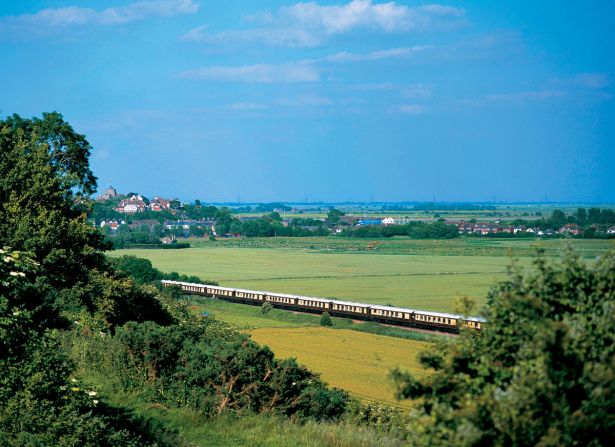 The mystery train takes a circular loop around the rolling English countryside southeast of London.