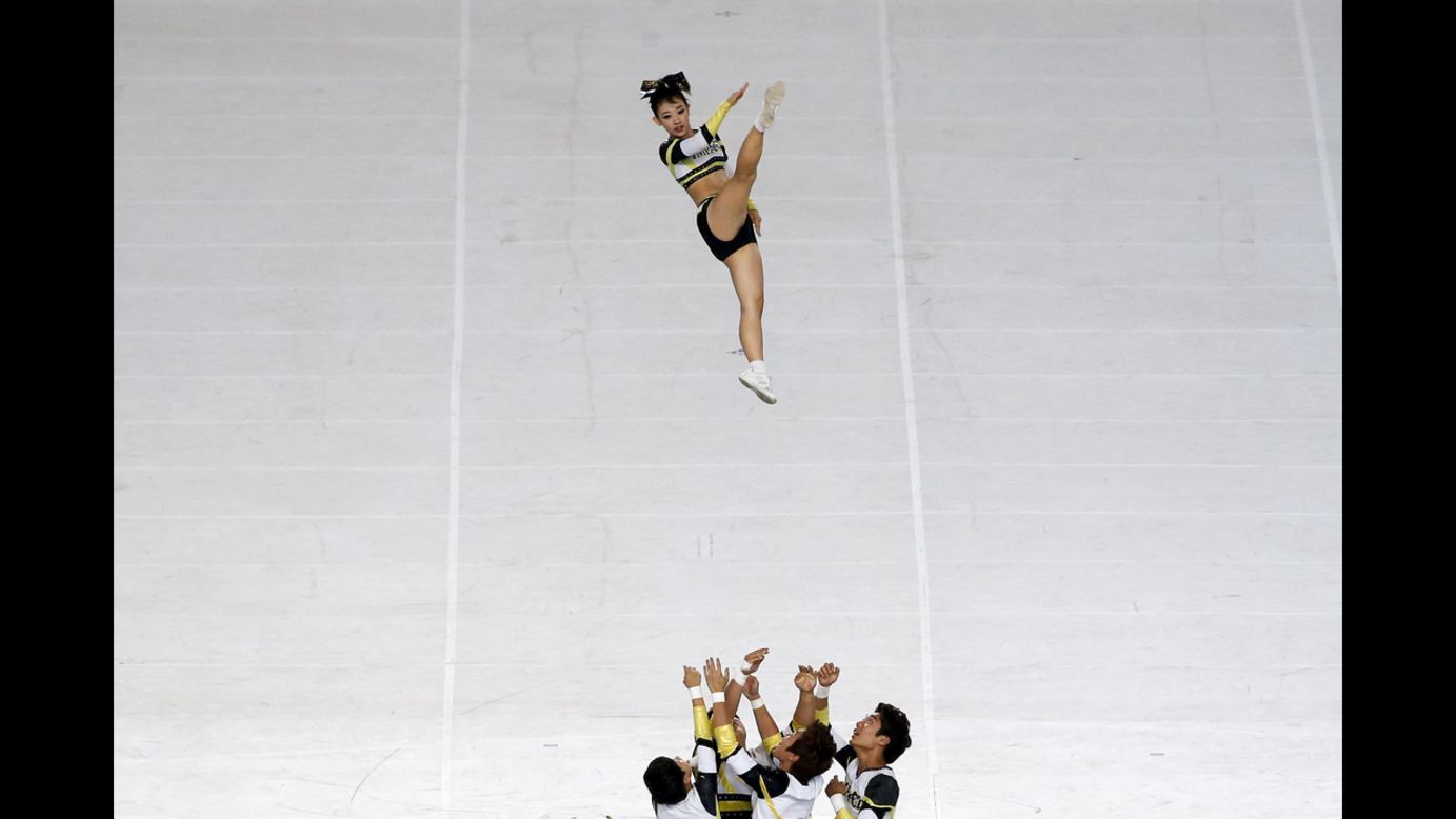 Cheerleaders perform during the opening ceremony of the Asian Games on Friday, September 19. The multisport competition will take place until October 4 in Incheon, South Korea.