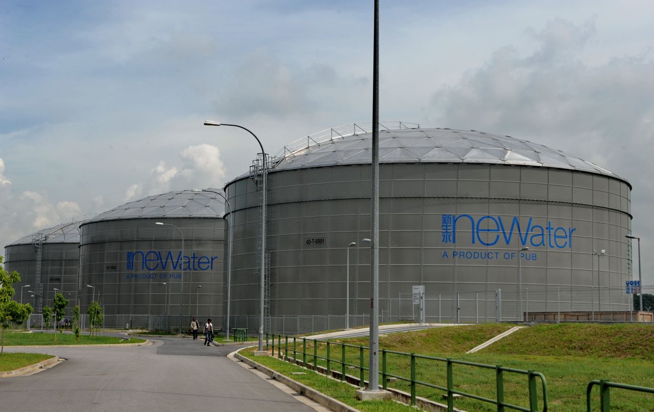 Storage tanks of recycled  water at the NEWater plant in Singapore. 