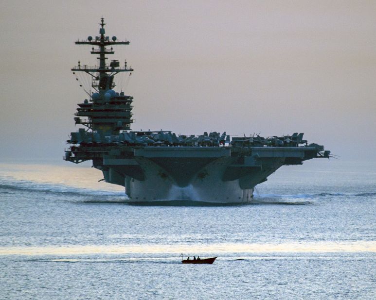 F/A-18 jets and other aircraft used in strikes against ISIS have been launched from Navy carriers, including the the USS George H.W. Bush, a 103,600-ton aircraft carrier seen here in April as it transits the Strait of Hormuz.