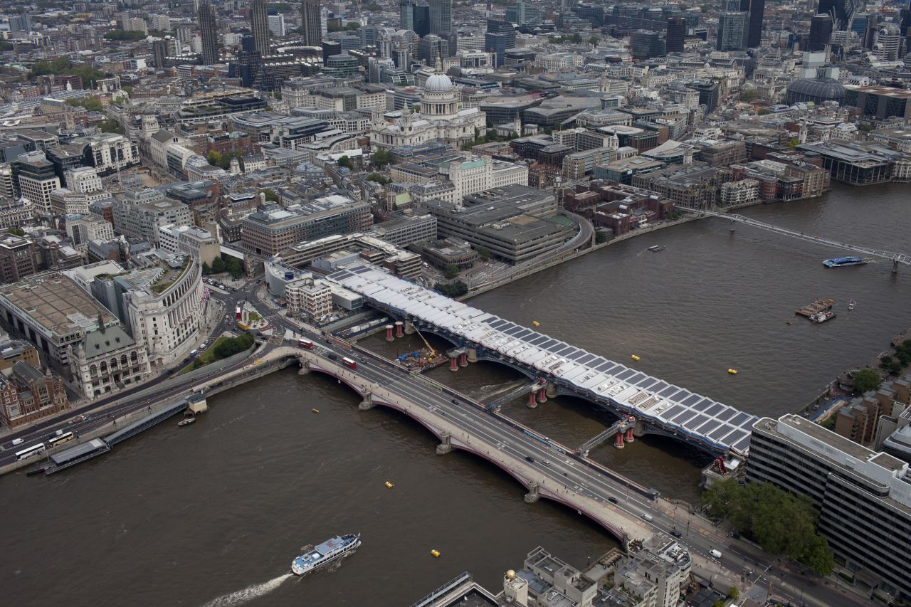 The world's largest solar-powered bridge is located on the river Thames in the City of London.