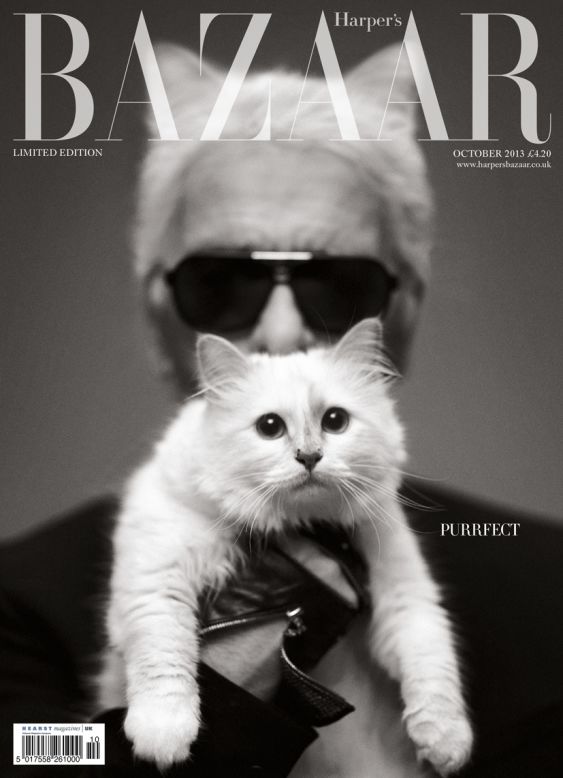 Not content with being confined to the inside pages of a magazine, no matter how prestigious, Choupette graced the cover of Harper's Bazaar with "daddy," as she is said to refer to Lagerfeld, looking out with a gaze worthy of the most a-list cover girl. 