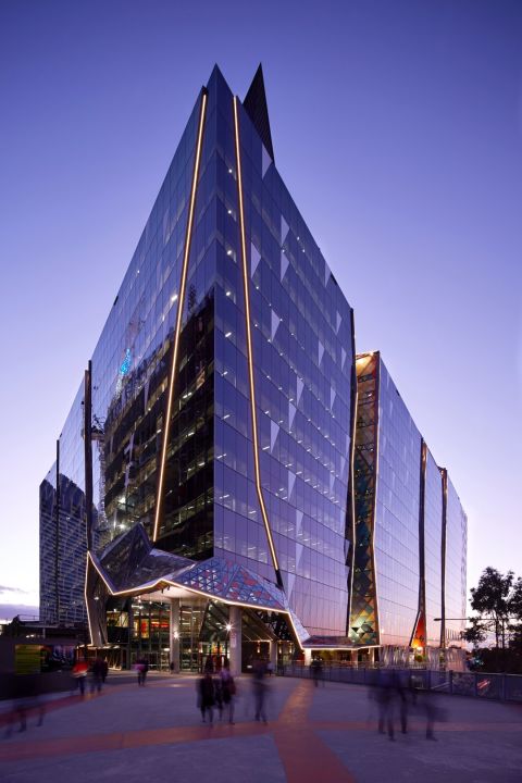 National Australia Bank's new building at 700 Bourke St. in Melbourne features triangular, cathedral-like facade panels. They're colored according to the amount of sunlight they receive.<br /><strong>Category: </strong>Office<br /><strong>Architects: </strong>Woods Bagot (Australia)