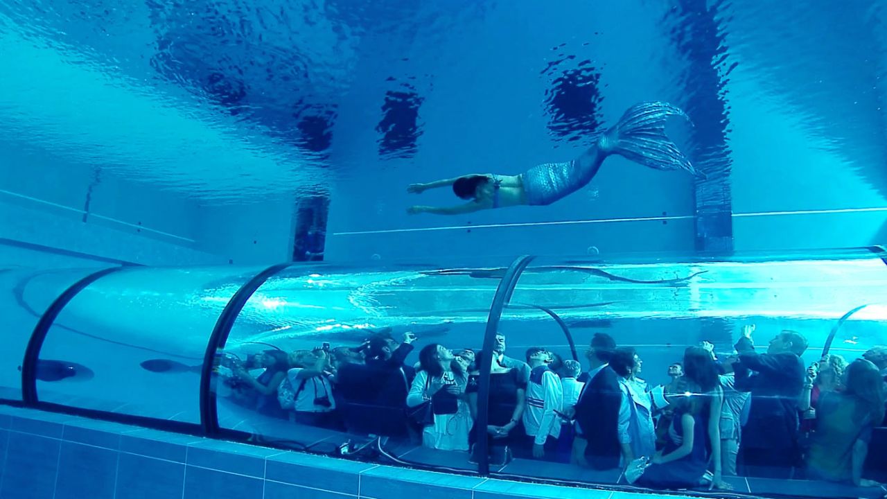 The Y-40 Deep Joy, still the world's deepest swimming pool at the Hotel Millepini Terme in Montegrotto Terme, Italy.