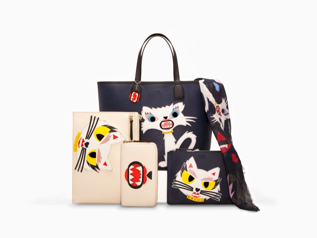 Choupette cemented her fashion muse credentials by inspiring a Chanel haute couture collection which featured hues of her sapphire-like eyes, as well as a brand new Karl Lagerfeld accessories range, shown here, called Monster Choupette. 