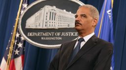 WASHINGTON, DC - MAY 13:   U.S. Attorney General Eric Holder participates in a news conference at the Justice Department May 13, 2014 in Washington, DC. Holder announced that the Justice Department has reached a $60 million settlement with Sallie Mae after it was discovered the student load giant charged roughly 60,000 military service members excessive interest rates on their education loans.  (Photo by Chip Somodevilla/Getty Images)